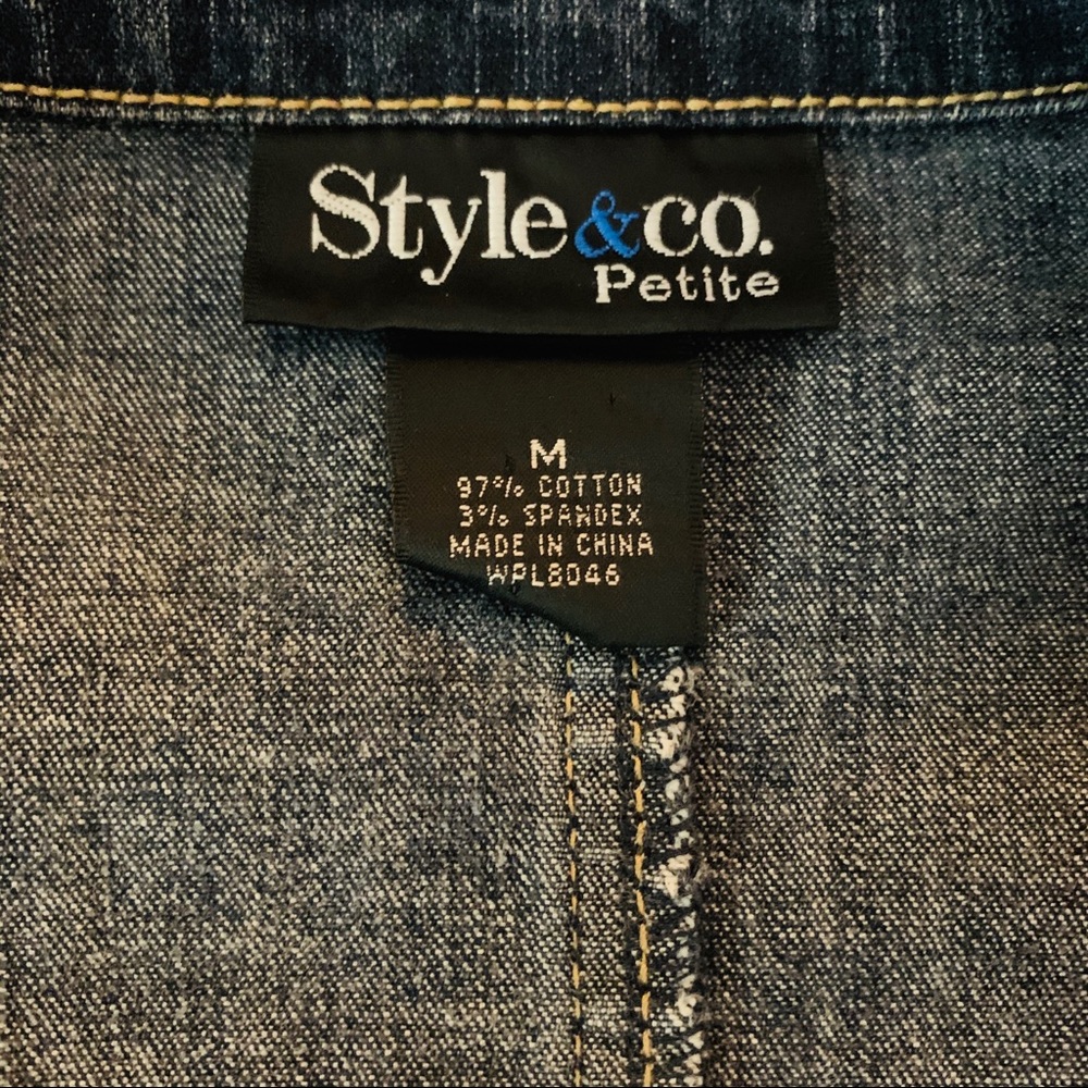 STYLE & CO Blue Jean Denim Jacket Petite Medium - Picture 4 of 4